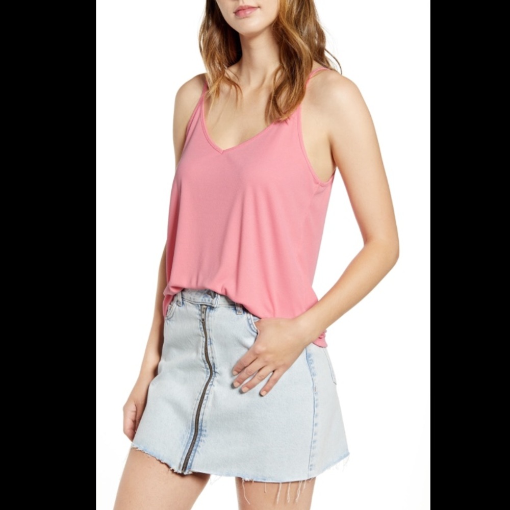 BP Ribbed Knit Pink Spaghetti Strap Tank Top